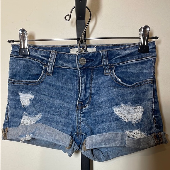PacSun Pants - PacSun Blue Distressed Jean Shorts with Cuffed Hem